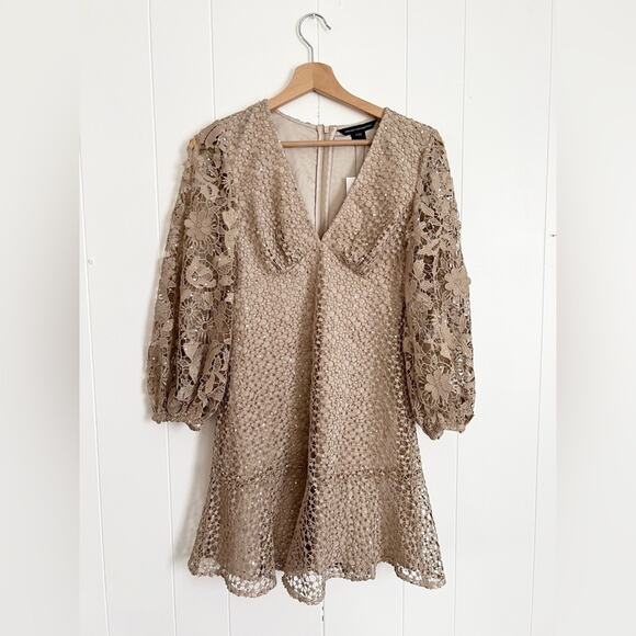 FRENCH CONNECTION NWT Nude Caballo Sequin Puff Sleeve Mini Dress - Picture 3 of 11